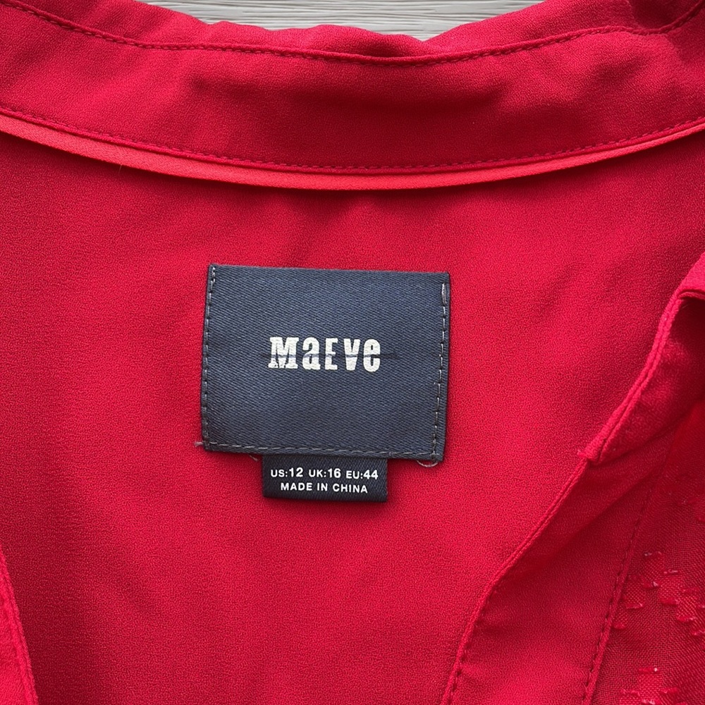 Maeve Red De Stijl Zig-Zag Button-Down Top - Picture 8 of 9